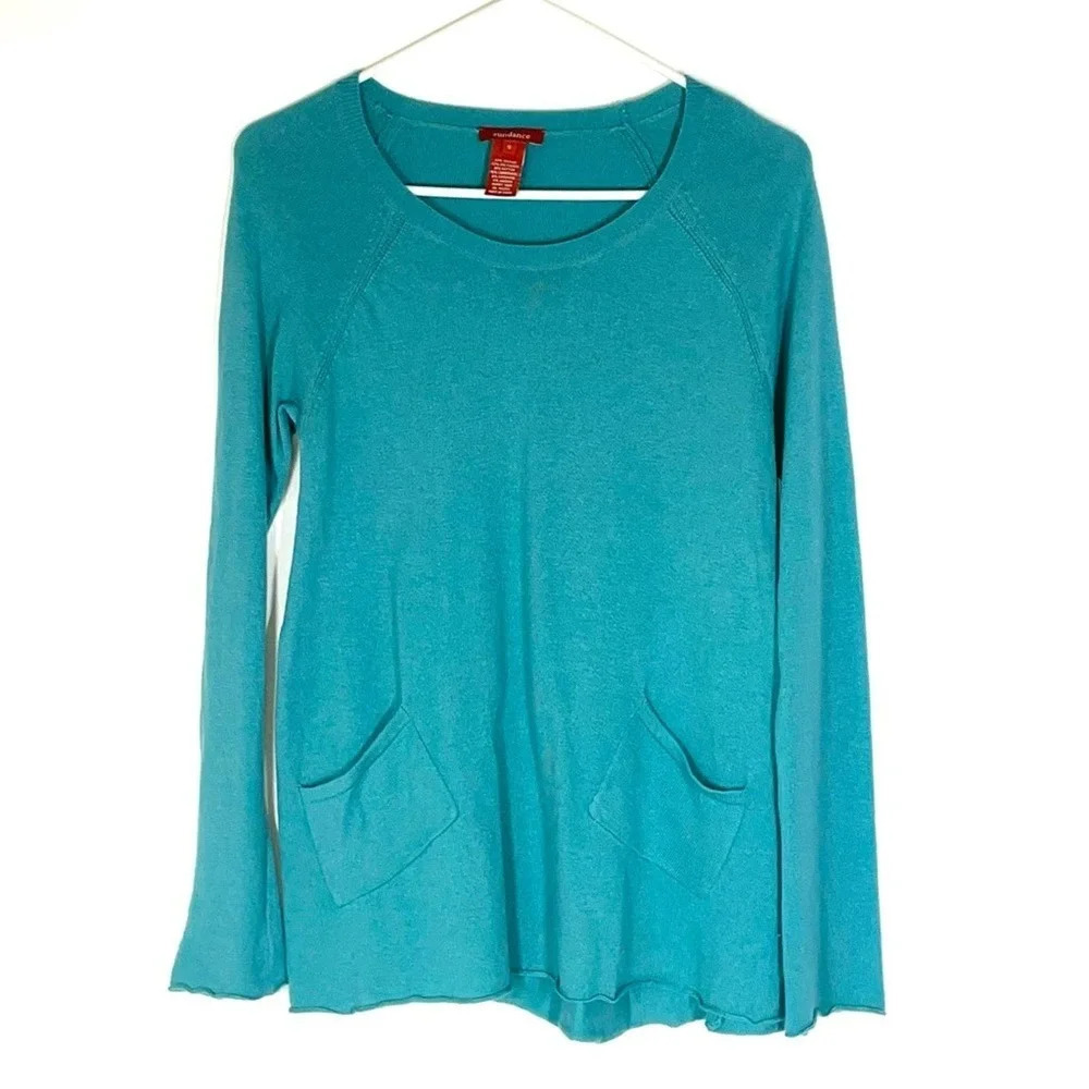 Sundance Teal Blue Green Cashmere Wool Blend Pullover Sweater Size Small